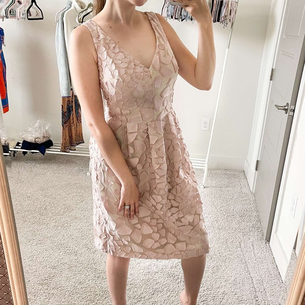 Lela Rose Pink Petal Midi Cocktail Party Dress